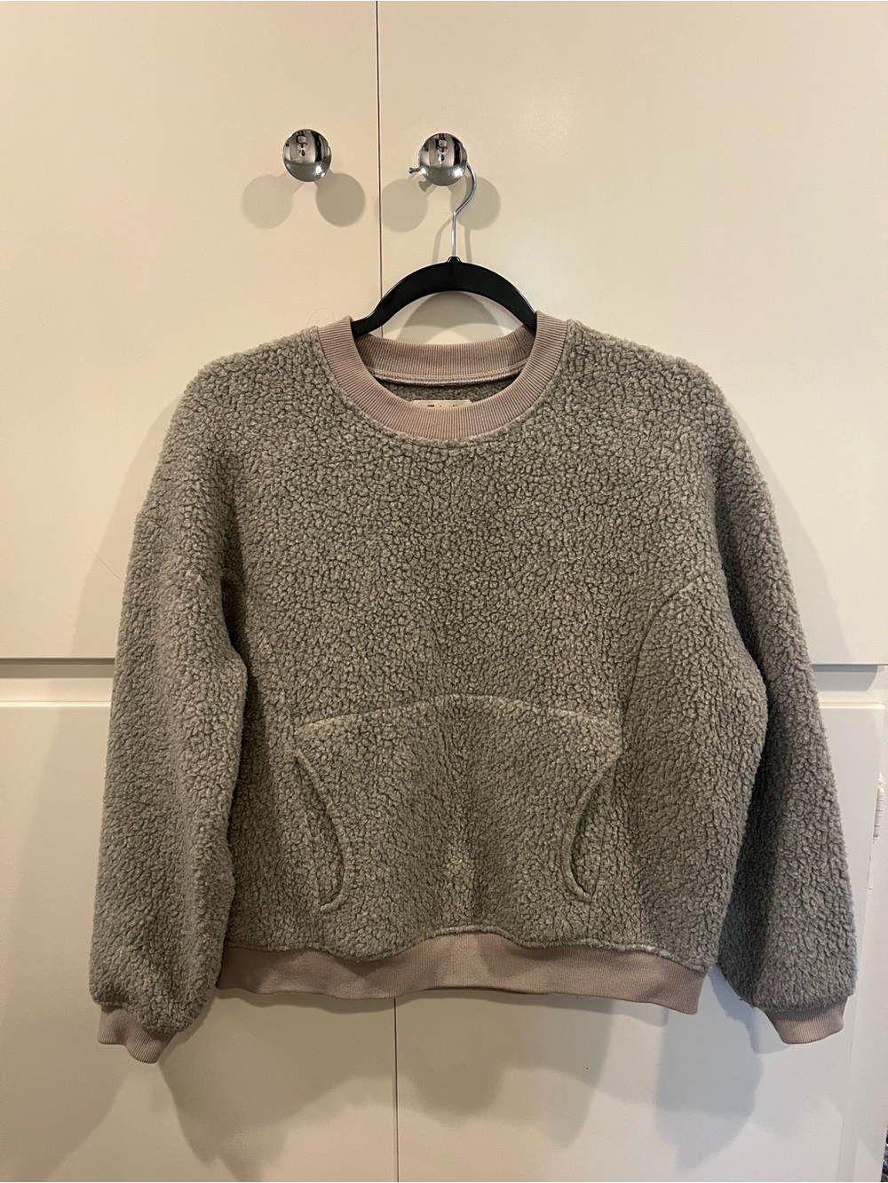Madewell Light Grey Sherpa Crewneck Pullover